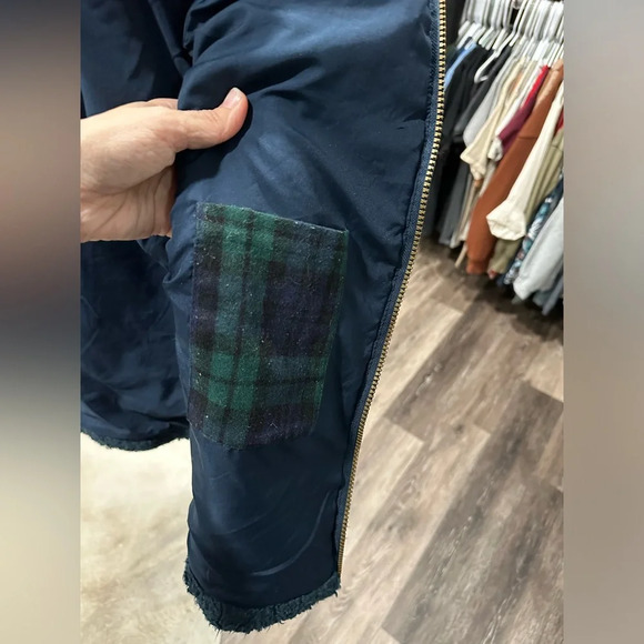 Pendleton Womens Sz M Fuzzy Zip Jacket Sherpa Teddy Fleece Blue Green Plaid - Picture 7 of 7